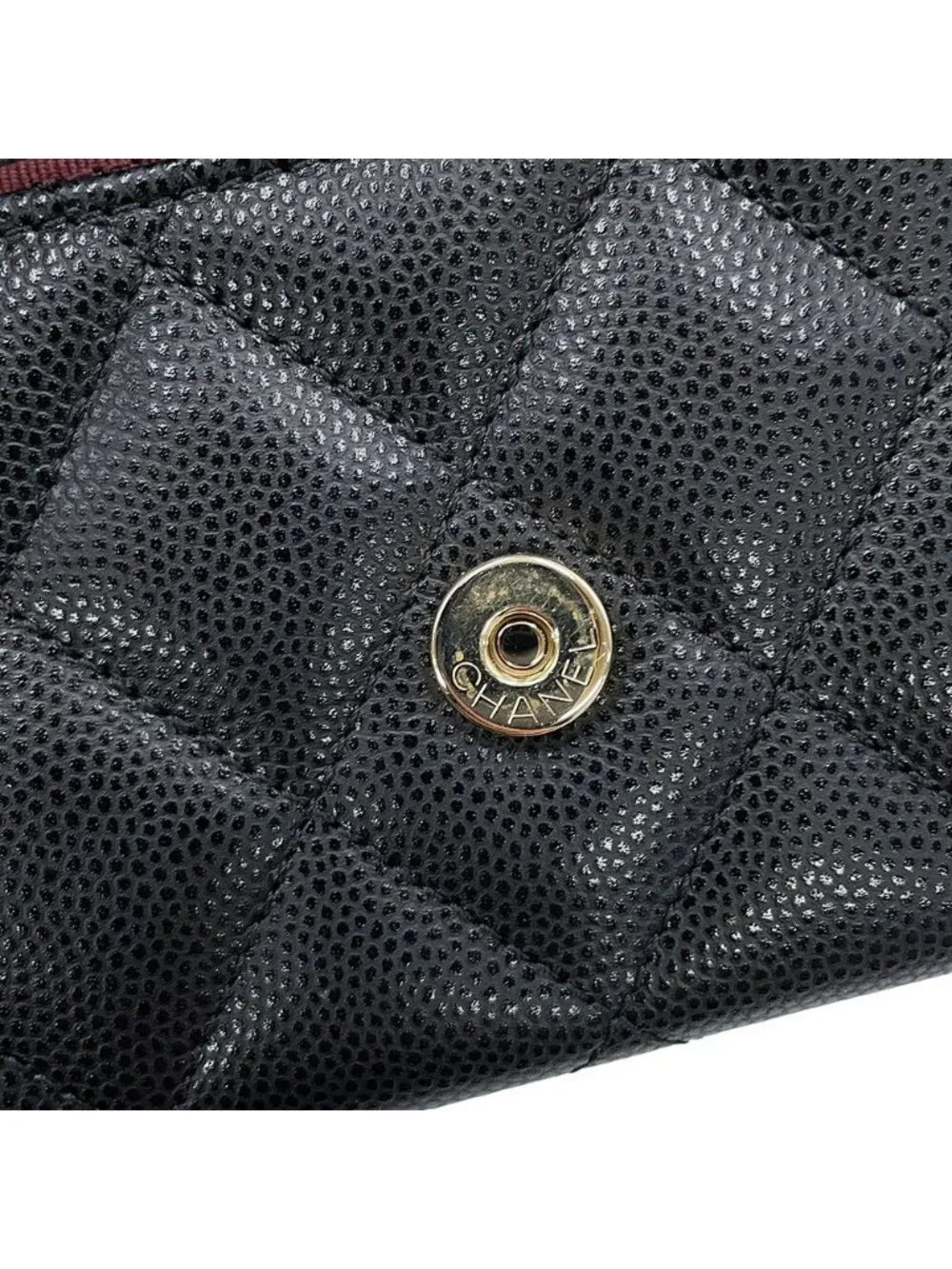 Chanel Chain Wallet Quilted CC Logo Mini Caviar Leather Black Shoulder
